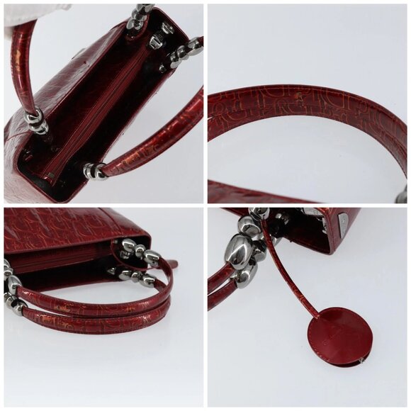 Christian Dior Trotter Canvas Maris Pearl Bag Patent leather Red Auth bs29834 - Picture 16 of 16